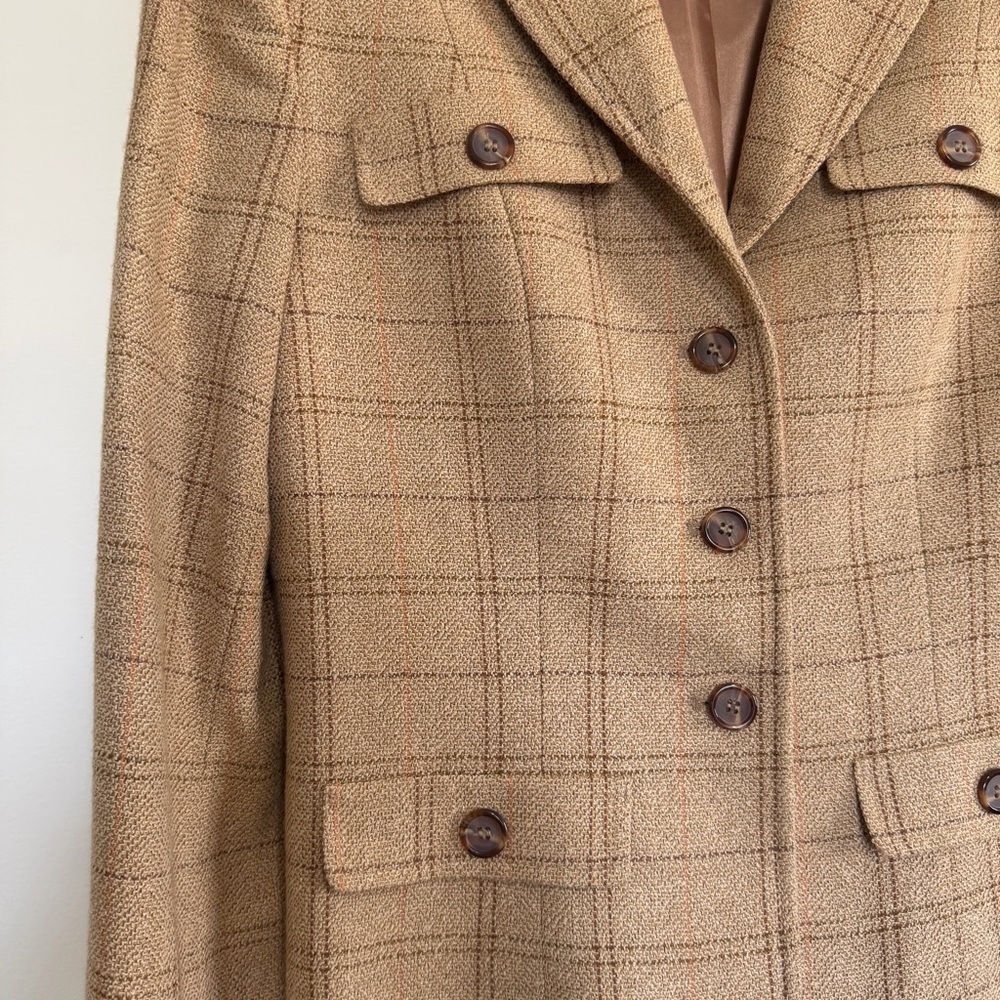 Pendleton Classic 3 Button Blazer Tan Plaid Wool … - image 3